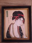 geisha nu peinture sur crepe de chine (soie elaboree)